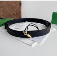 Hot Sell Bottega Veneta Andiamo Belt in Intreccio Leather BV111718 Black 2025