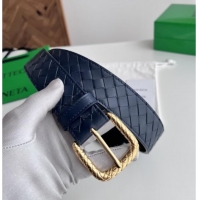 Market Sells Bottega Veneta Intreccio Loop Belt 3.5cm BV111724 Deep Blue/Gold 2025