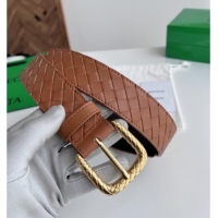 Luxury Classic Bottega Veneta Intreccio Loop Belt 3.5cm BV111729 Brown 2025