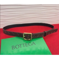 New Fashion Bottega Veneta Intrecciato Leather Belt 2cm with Pin Buckle BV26010401 Coffee 2025