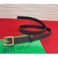 New Fashion Bottega Veneta Intrecciato Leather Belt 2cm with Pin Buckle BV26010401 Dark Burgundy 2025