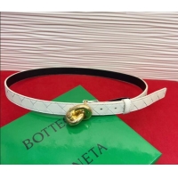 Best Grade Bottega Veneta Intrecciato Leather Belt 2cm with Knot Buckle BV26010402 White/Gold 2025