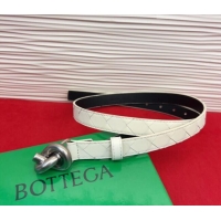 Luxury Cheap Bottega Veneta Intrecciato Leather Belt 2cm with Knot Buckle BV26010402 White/Silver 2025