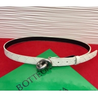 Luxury Cheap Bottega Veneta Intrecciato Leather Belt 2cm with Knot Buckle BV26010402 White/Silver 2025