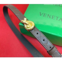 Top Design Bottega Veneta Intrecciato Leather Belt 2cm with Knot Buckle BV26010402 Coffee/Gold 2025