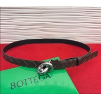Luxury Cheap Bottega Veneta Intrecciato Leather Belt 2cm with Knot Buckle BV26010402 Coffee/Silver 2025