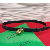 Top Design Bottega Veneta Intrecciato Leather Belt 2cm with Knot Buckle BV26010402 Black/Gold 2025
