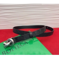 Discount Bottega Veneta Intrecciato Leather Belt 2cm with Knot Buckle BV26010402 Black/Silver 2025