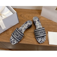 Good Looking Dior Dway Heeled Slides Sandal 4.5cm in Cotton Embroidered with Strass Blue 0302110