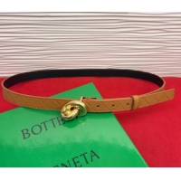 Original Cheap Bottega Veneta Intrecciato Leather Belt 2cm with Knot Buckle BV26010402 Beige/Gold 2025