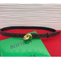 Grade Design Bottega Veneta Intrecciato Leather Belt 2cm with Knot Buckle BV26010402 Burgundy/Gold 2025