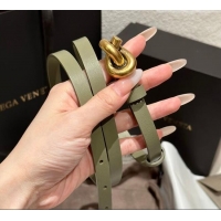 Classic Specials Bottega Veneta Calfskin Leather Belt with Knot Buckle BV26010403 Green/Gold 2025