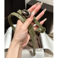 Best Product Bottega Veneta Calfskin Leather Belt with Knot Buckle BV26010403 Green/Silver 2025