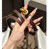 Hot Style Bottega Veneta Calfskin Leather Belt with Knot Buckle BV26010403 Brown/Gold 2025