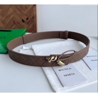 Inexpensive Bottega Veneta Andiamo Intrecciato Leather Belt 3cm with Knot Buckle 84066 Taupe 2025