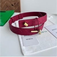 Best Grade Bottega Veneta Andiamo Intrecciato Leather Belt 3cm with Knot Buckle 84066 Red 2025