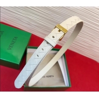 Pretty Style Bottega Veneta Intrecciato Leather Belt 2cm with Pin Buckle BV26010404 White/Gold 2025