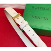 Pretty Style Bottega Veneta Intrecciato Leather Belt 2cm with Pin Buckle BV26010404 White/Gold 2025
