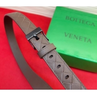 New Fashion Bottega Veneta Intrecciato Leather Belt 2cm with Pin Buckle BV26010404 Grey/Black 2025