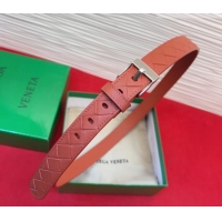 Modern Classic Bottega Veneta Intrecciato Leather Belt 2cm with Pin Buckle BV26010404 Orange/Silver 2025