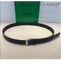 New Cheap Bottega Veneta Intrecciato Leather Belt 2cm with Pin Buckle BV26010404 Black/Silver 2025