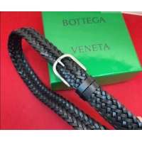 Top Grade Bottega Veneta Woven Leather Belt 3cm with Pin Buckle BV031601 Black 2026