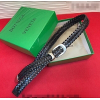 Most Popular Bottega Veneta Woven Leather Belt 2.5cm with Pin Buckle BV031602 Black 2026