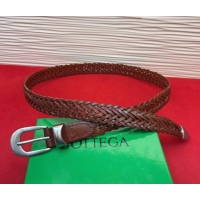 Top Design Bottega Veneta Woven Leather Belt 2.5cm with Pin Buckle BV031602 Brown 2026