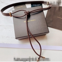 Best Quality Bottega Veneta Lambskin Leather Knot Belt 2cm BV031603 Dark Brown 2026
