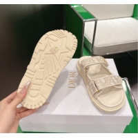 Good Product Dior Dioract Flat Slides Sandal in Oblique Embroidered Cotton Beige 2026 60302119