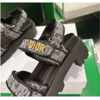 Stylish Dior Dioract Platform Sandals in Oblique Embroidered Denim Black 60302120