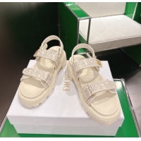 Good Product Dior Dioract Platform Sandals in Oblique Embroidered Cotton White 60302121