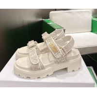 Most Popular Dior Dioract Platform Sandals in Oblique Embroidered Cotton Grey 2026 60302122