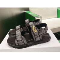 Purchase Dior Dioract Flat Sandals in Oblique Embroidered Denim Black 2026 60302123
