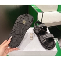 Purchase Dior Dioract Flat Sandals in Oblique Embroidered Denim Black 2026 60302123