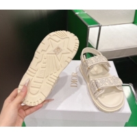 Low Cost Dior Dioract Flat Sandals in Oblique Embroidered Cotton White 2026 60302124