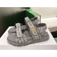 Low Price Dior Dioract Flat Sandals in Grey Tweed 2026 0302125
