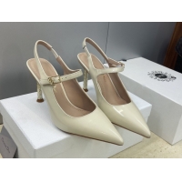Good Quality Dior Icon Slingbacks Pump 8cm in Crinkled Patent Calfskin Leather White 2026 60302128
