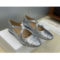 Pretty Style Dior Very Dior Ballet Flats in Glitter Silver 2026 0303009