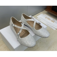 Stylish Dior Very Dior Ballet Flats in Glitter Grey 2026 0303011
