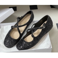 Buy Luxury Dior Very Dior Ballet Flats in Glitter Black 2026 0303015