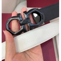 Market Sells Ferragamo Belt 3.5cm in Reversible Litchi-Grained Leather 0615 Black/White/Matte Black