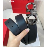 Promotional Ferragamo Belt 3.5cm in Reversible Soft Smooth Leather 0615 Black/Shiny Gunmetal