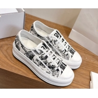 Discount Dior Walk'n'Dior Platform Sneakers 4.5cm in Embroidered Cotton White/Black 2026 0303017