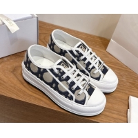 Best Price Dior Walk'n'Dior Platform Sneakers 4.5cm in Oblique Embroidered Cotton Beige/Blue 2026 0303019