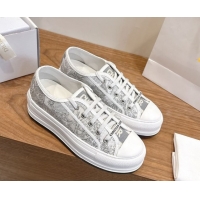 Perfect Dior Walk'n'Dior Platform Sneakers 4.5cm in Embroidered Cotton Grey 2026 0303020