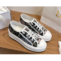 Good Quality Dior Walk'n'Dior Platform Sneakers 4.5cm in Embroidered Cotton Black/Multicolor 2026 0303021