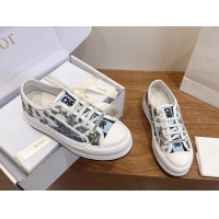 Best Grade Dior Walk'n'Dior Platform Sneakers 4.5cm in Embroidered Cotton White/Blue 2026 0303022