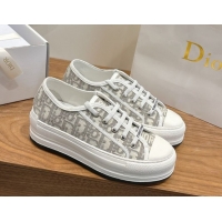Top Grade Dior Walk'n'Dior Platform Sneakers 4.5cm in Oblique Embroidered Cotton Grey 2026 0303024