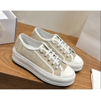 Luxurious Dior Walk'n'Dior Platform Sneakers 4.5cm in Oblique Embroidered Cotton Gold 2026 0303025